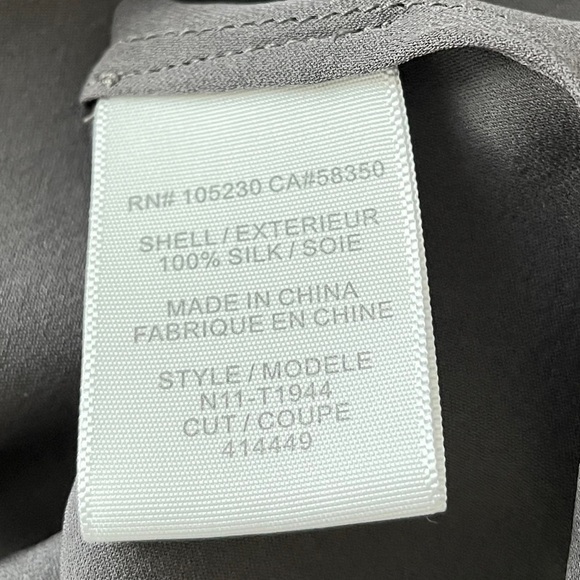 JOIE Grey Silk Flowy Boho Blouse Tie Neck Low Scoop Neck Relaxed Fit High Low - Picture 9 of 13